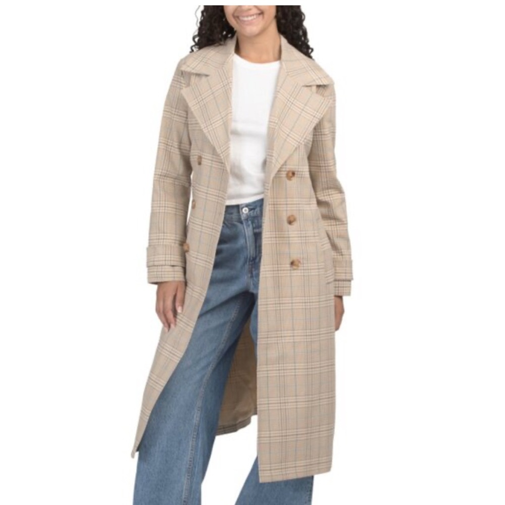 Bagatelle Plaid relaxed‎ duster Trench Coat M